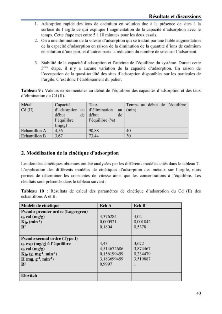 Etude du processus de dépollution d\'une eau contaminée par le cadmium par l\'utilisation de matériaux inorganiques: