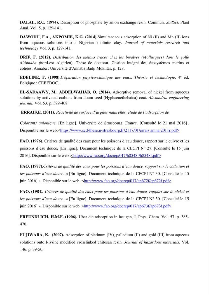 Etude du processus de dépollution d\'une eau contaminée par le cadmium par l\'utilisation de matériaux inorganiques: