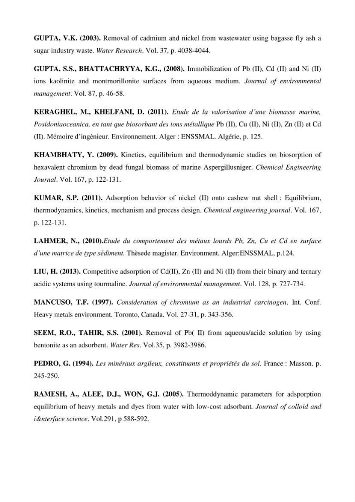Etude du processus de dépollution d\'une eau contaminée par le cadmium par l\'utilisation de matériaux inorganiques: