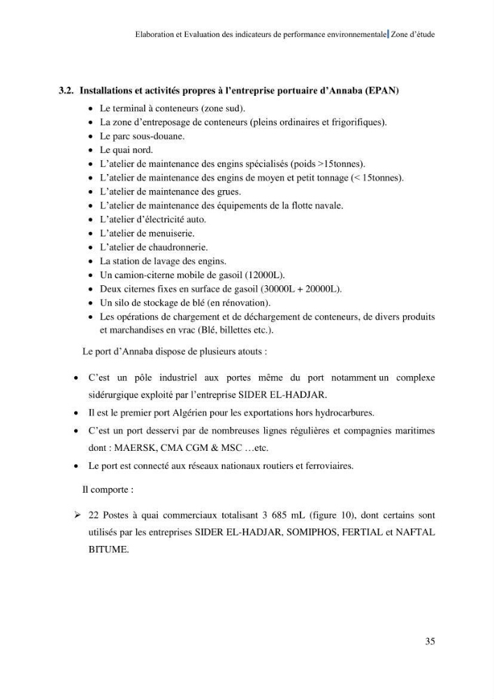 Elaboration des indicateurs de performance environnementale pour l’évaluation d’un port vert en Algérie