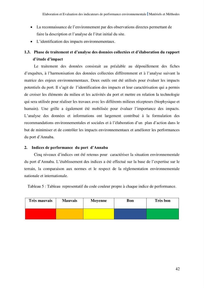 Elaboration des indicateurs de performance environnementale pour l’évaluation d’un port vert en Algérie