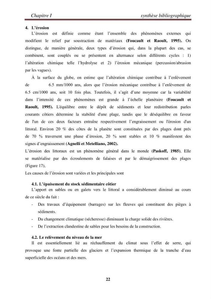 Etude de la cinématique côtière du littoral Ouest de la wilaya de Tipasa (Sidi Ghiles à Damous)