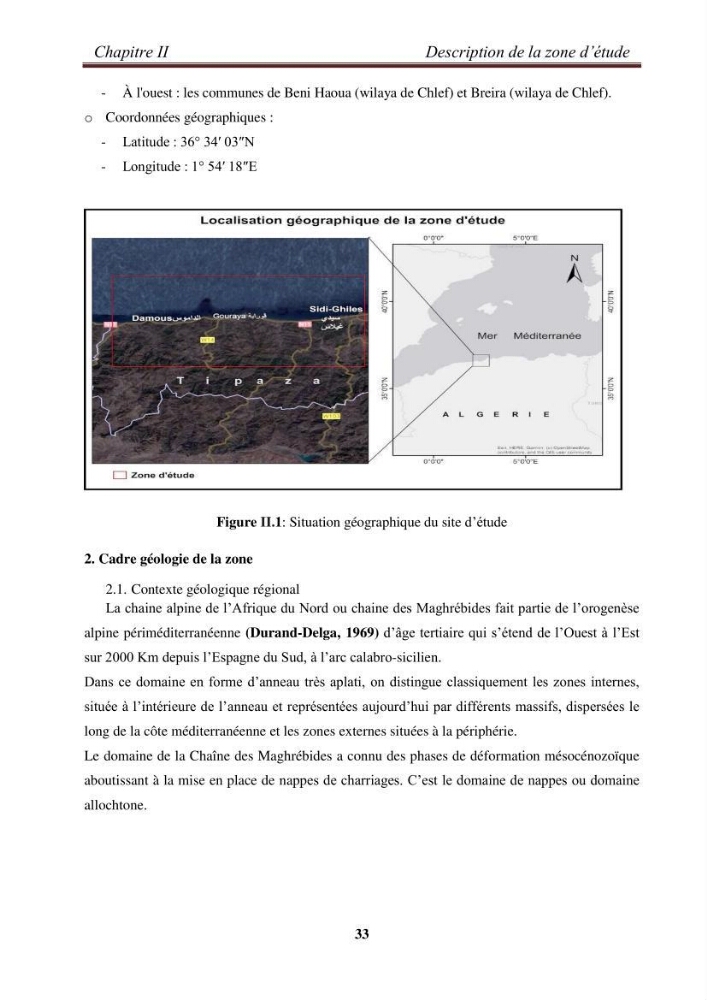 Etude de la cinématique côtière du littoral Ouest de la wilaya de Tipasa (Sidi Ghiles à Damous)