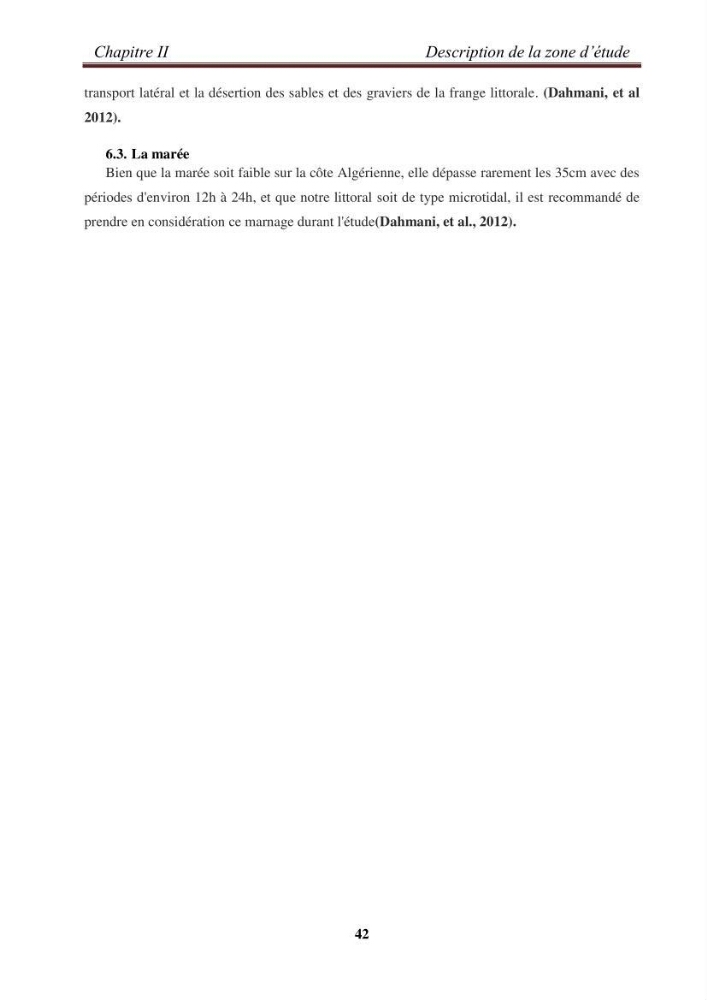 Etude de la cinématique côtière du littoral Ouest de la wilaya de Tipasa (Sidi Ghiles à Damous)