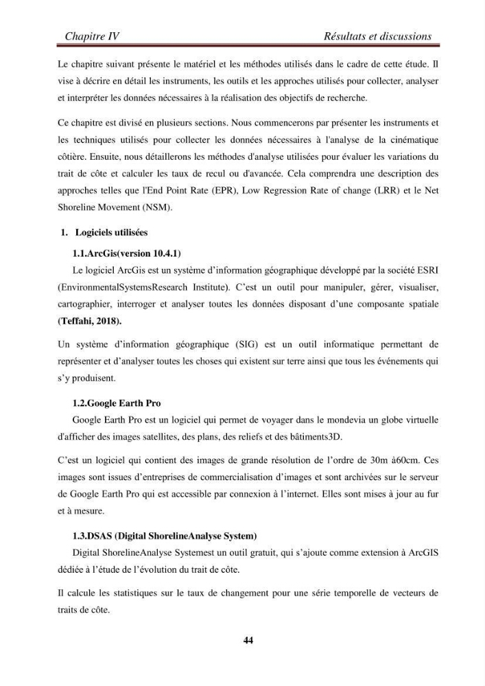 Etude de la cinématique côtière du littoral Ouest de la wilaya de Tipasa (Sidi Ghiles à Damous)