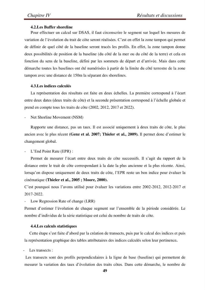 Etude de la cinématique côtière du littoral Ouest de la wilaya de Tipasa (Sidi Ghiles à Damous)
