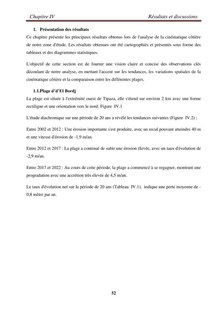 Etude de la cinématique côtière du littoral Ouest de la wilaya de Tipasa (Sidi Ghiles à Damous)