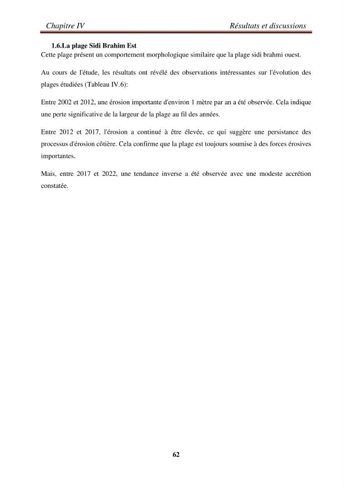 Etude de la cinématique côtière du littoral Ouest de la wilaya de Tipasa (Sidi Ghiles à Damous)