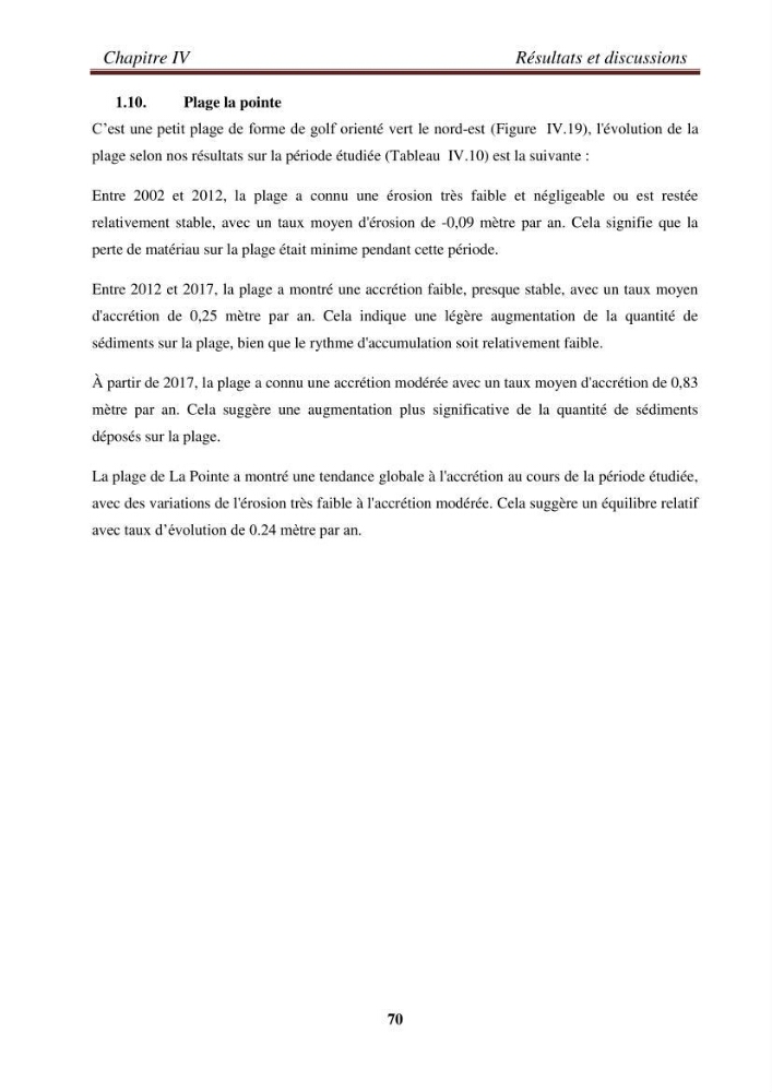 Etude de la cinématique côtière du littoral Ouest de la wilaya de Tipasa (Sidi Ghiles à Damous)