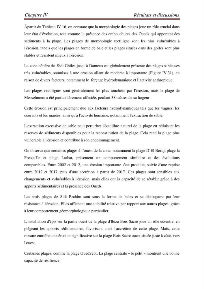 Etude de la cinématique côtière du littoral Ouest de la wilaya de Tipasa (Sidi Ghiles à Damous)