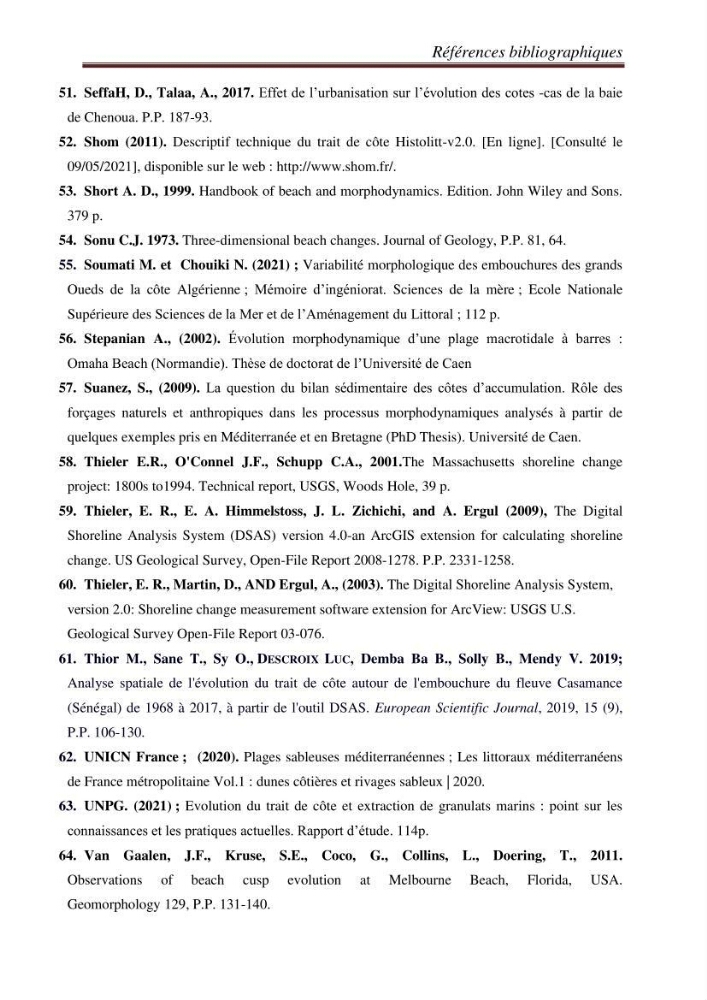 Etude de la cinématique côtière du littoral Ouest de la wilaya de Tipasa (Sidi Ghiles à Damous)