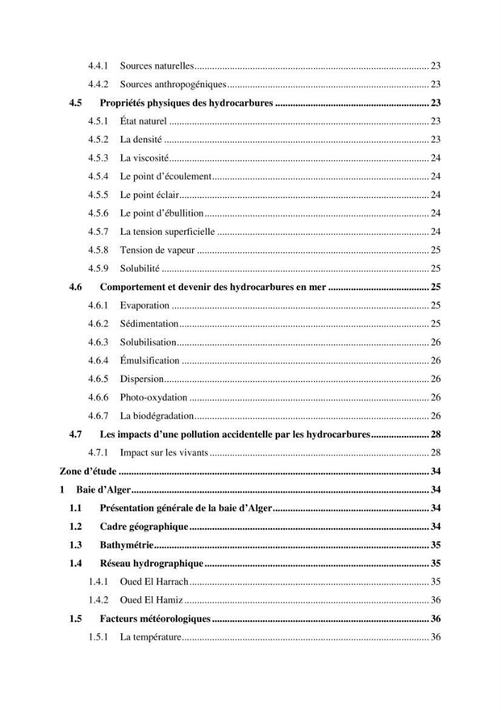 Evaluation de la pollution marine par les hydrocarbures dans la baie d\'Alger et la baie de Bou-Ismail
