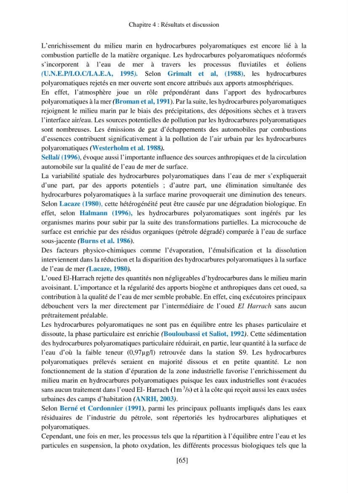 Evaluation de la pollution marine par les hydrocarbures dans la baie d\'Alger et la baie de Bou-Ismail