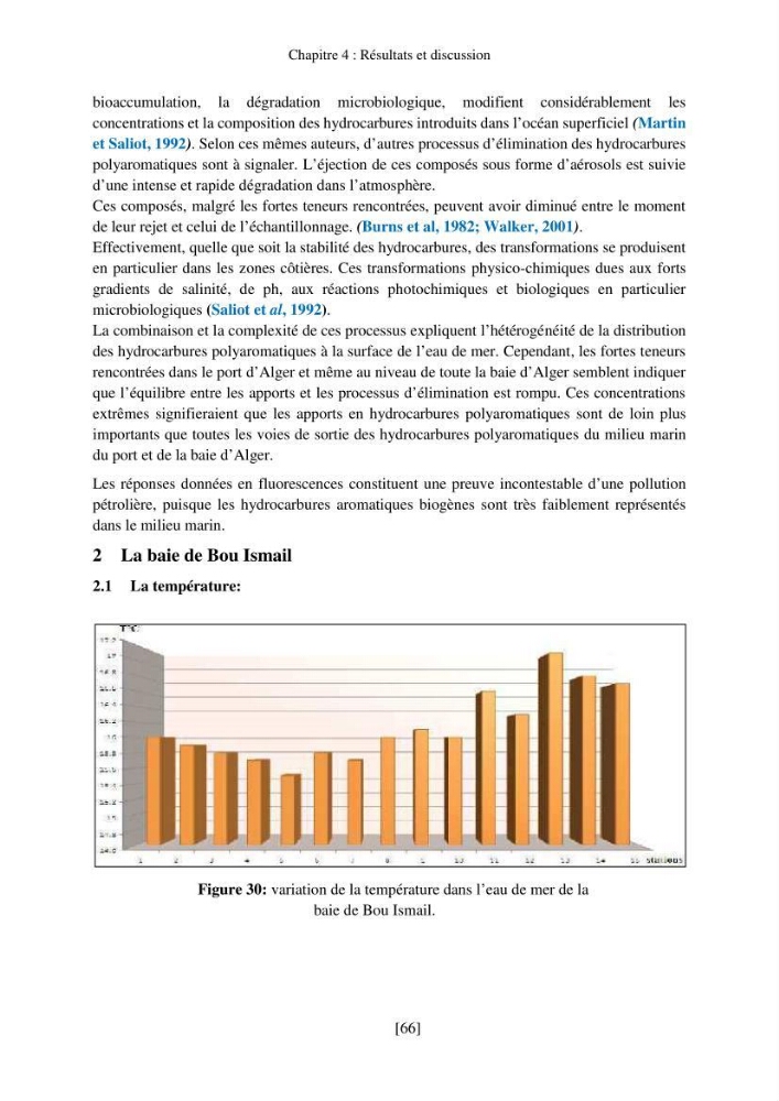 Evaluation de la pollution marine par les hydrocarbures dans la baie d\'Alger et la baie de Bou-Ismail