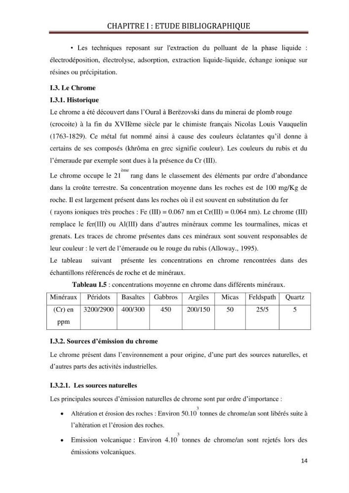 Etude d\'un phénomène de dépollution des eaux contaminées par chrome:
