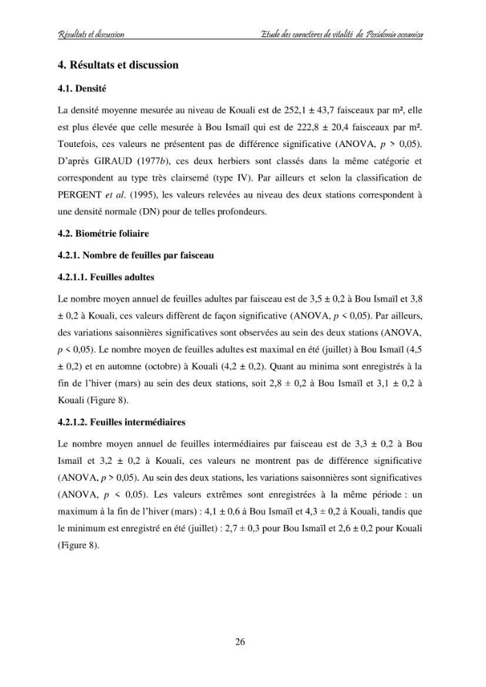 Contribution à l\'étude des variations des teneurs en composés phénoliques chez la Magnoliophyte marine Posidonia oceanica (L.) Delile