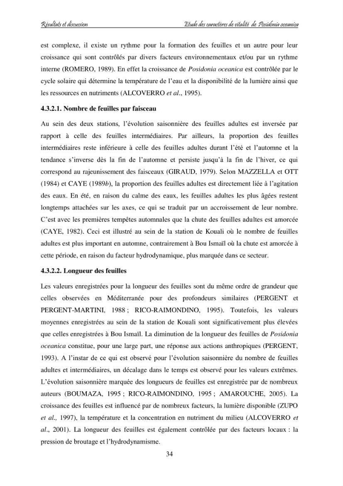 Contribution à l\'étude des variations des teneurs en composés phénoliques chez la Magnoliophyte marine Posidonia oceanica (L.) Delile