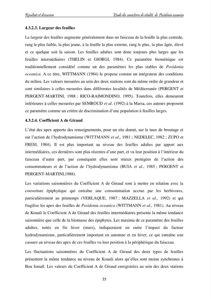 Contribution à l\'étude des variations des teneurs en composés phénoliques chez la Magnoliophyte marine Posidonia oceanica (L.) Delile