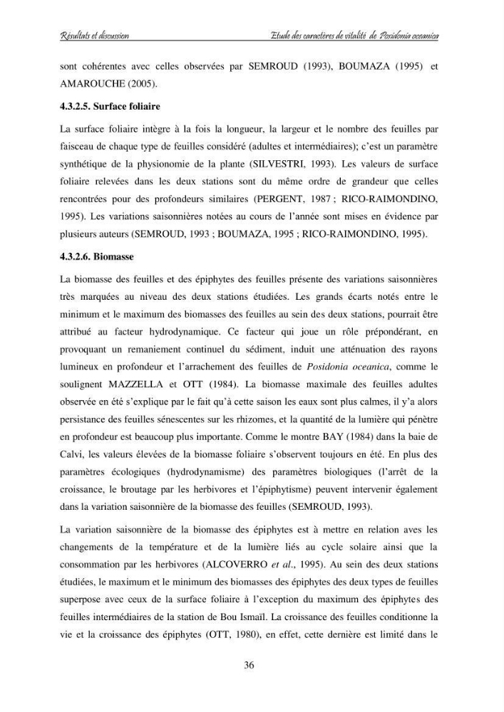 Contribution à l\'étude des variations des teneurs en composés phénoliques chez la Magnoliophyte marine Posidonia oceanica (L.) Delile