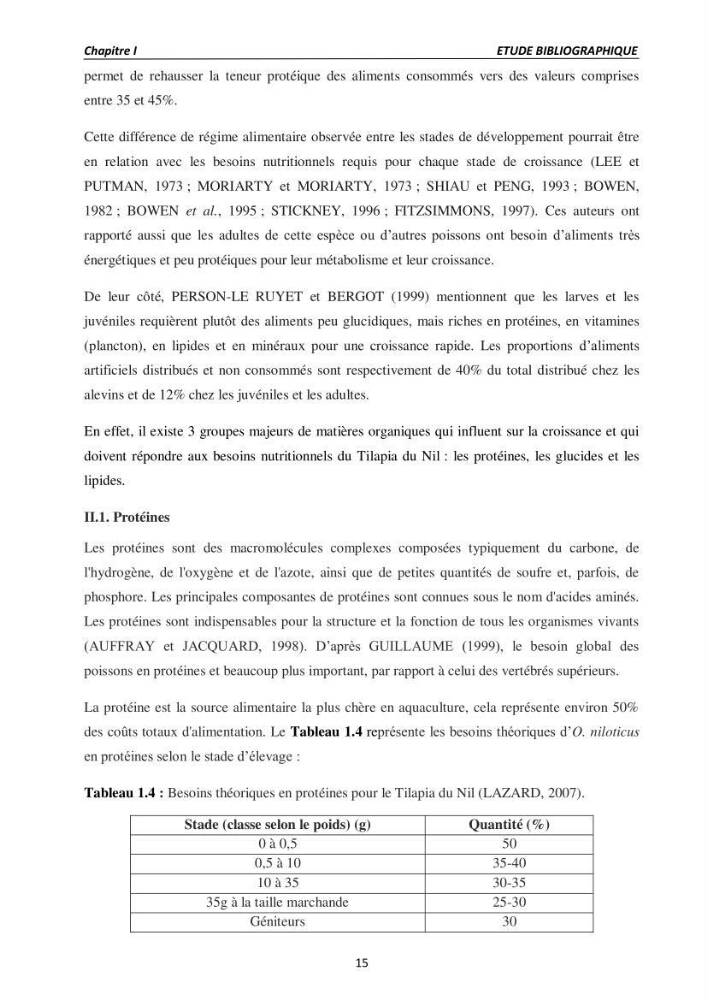 Alimentation des poissons Tilapia au stade juvénile à base d’un aliment fabriqué avec des ressources locales: