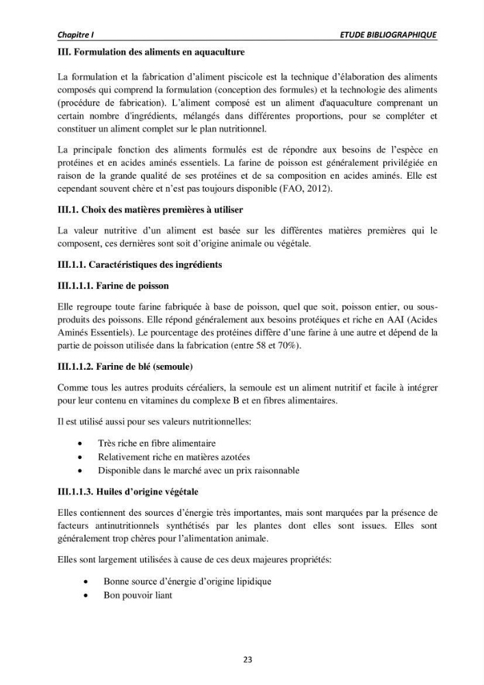 Alimentation des poissons Tilapia au stade juvénile à base d’un aliment fabriqué avec des ressources locales: