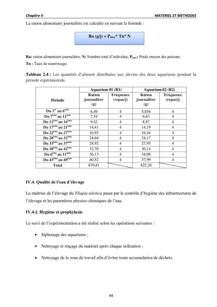 Alimentation des poissons Tilapia au stade juvénile à base d’un aliment fabriqué avec des ressources locales: