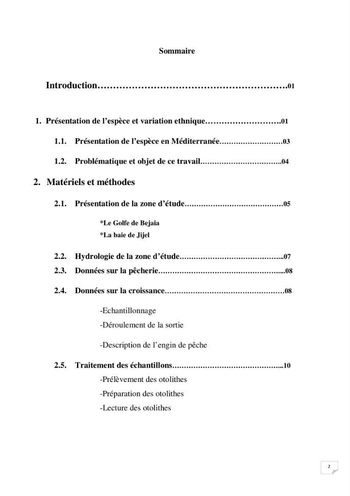 Présentation de la pêcherie du Merlu à Jijel et Bejaia et contribution à l\'étude de la croissance journalière des juveniles de merlu dans la baie de Jijel