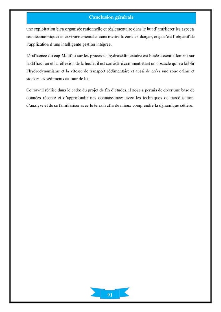 Influence de promontoire rocheux (cap Matifou) sur les processus hydrosédimentaire de la plage Tamenfoust-Est: