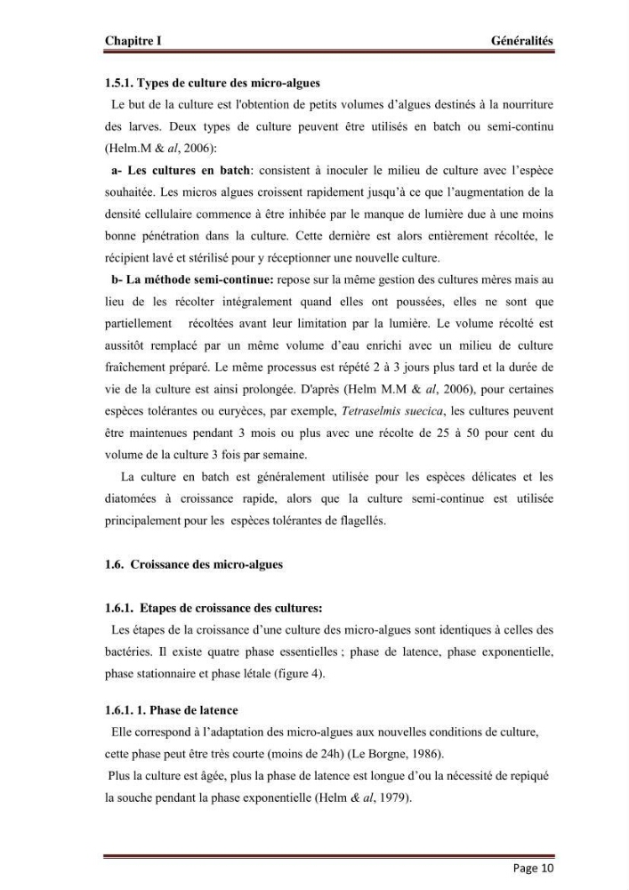 Contribution à l\'étude de la croissance de deux microalgues utilisées en aquaculture