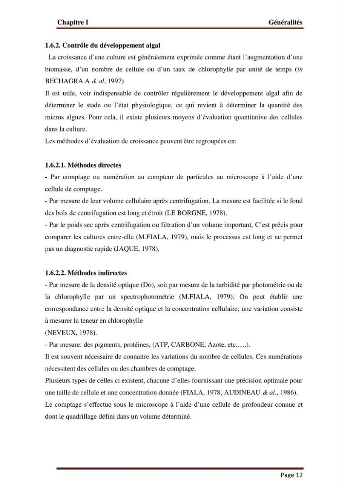 Contribution à l\'étude de la croissance de deux microalgues utilisées en aquaculture