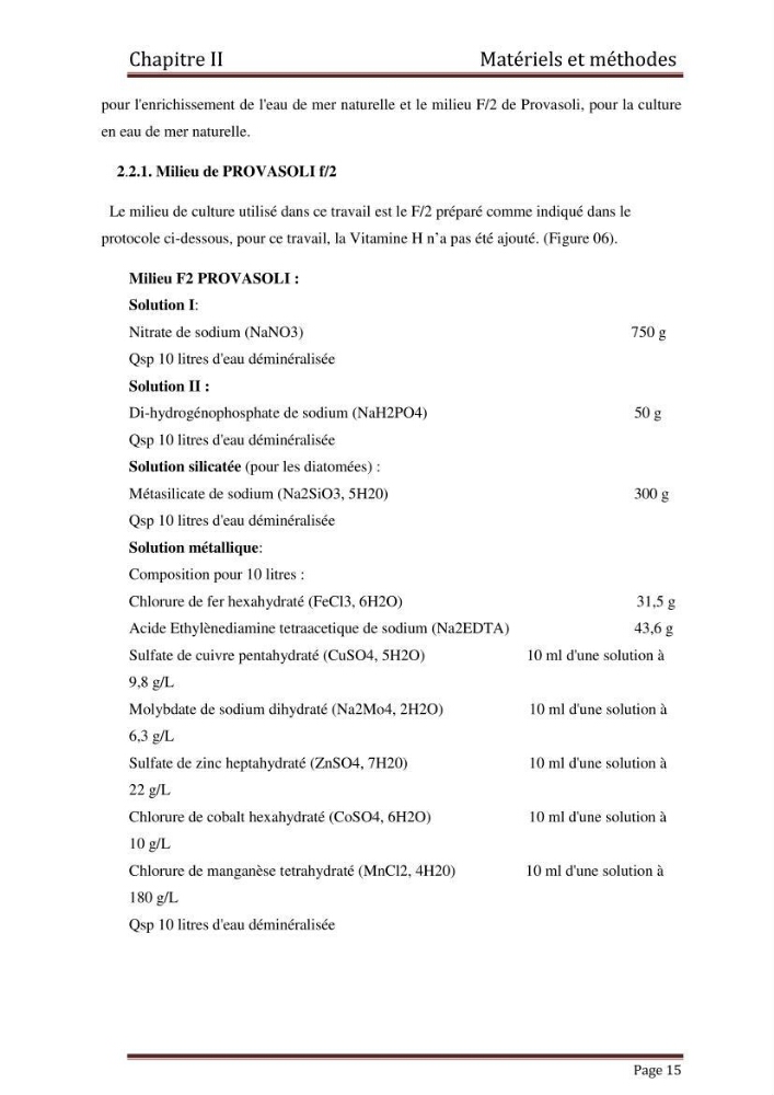 Contribution à l\'étude de la croissance de deux microalgues utilisées en aquaculture