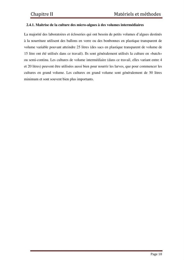 Contribution à l\'étude de la croissance de deux microalgues utilisées en aquaculture