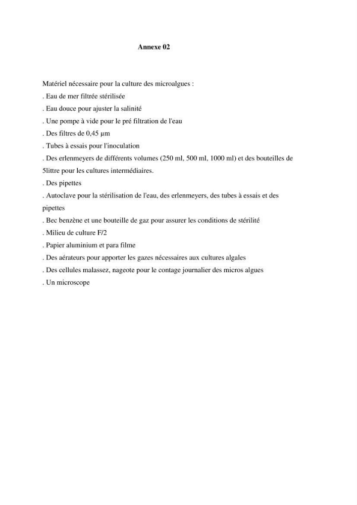 Contribution à l\'étude de la croissance de deux microalgues utilisées en aquaculture