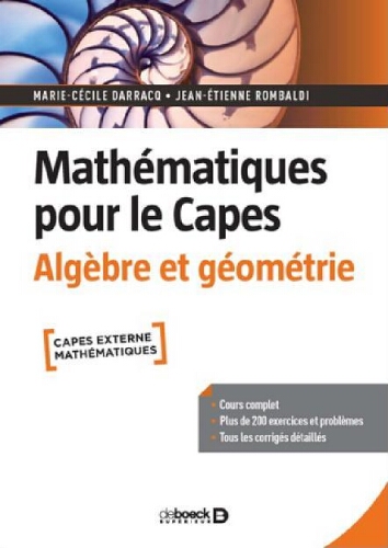 Mathématiques pour le Capes : algèbre et géométrie Mathématiques pour le Capes : algèbre et géométrie