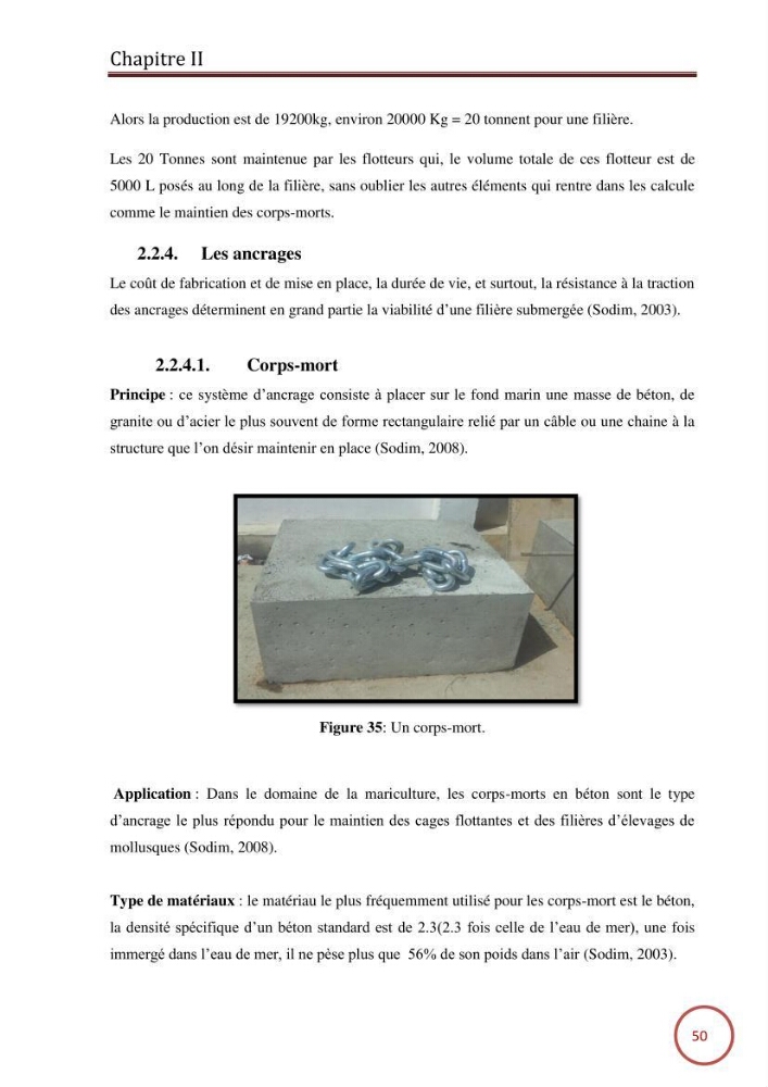 Caractérisation de la filière mytilicole du projet cultures marines (Wilaya de Tipaza):