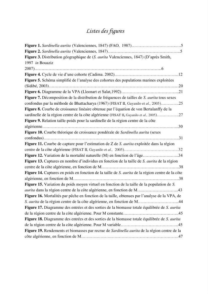 Impact de la variation de la mortalité naturelle (M) par âge sur l\'estimation de la biomasse exploitable de la sardinelle (Sardinella aurita ,Valenciennes 1847) de la région centre de la côte algérienne
