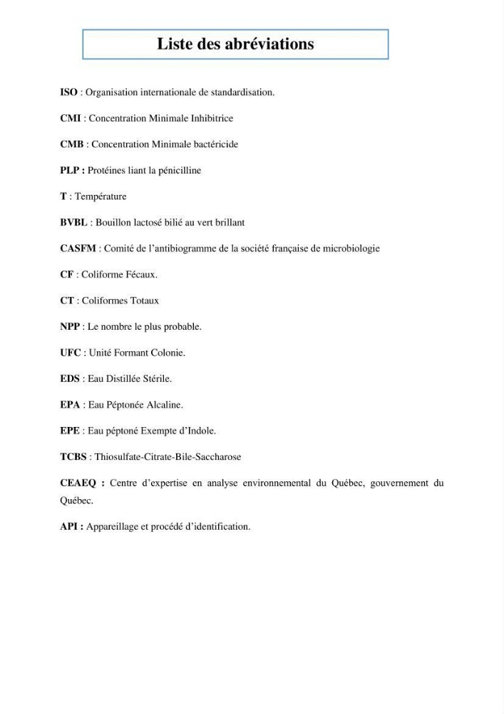 Analyse microbiologique et évaluation de la résistance aux antibiotiques des eaux de plages algéroises.