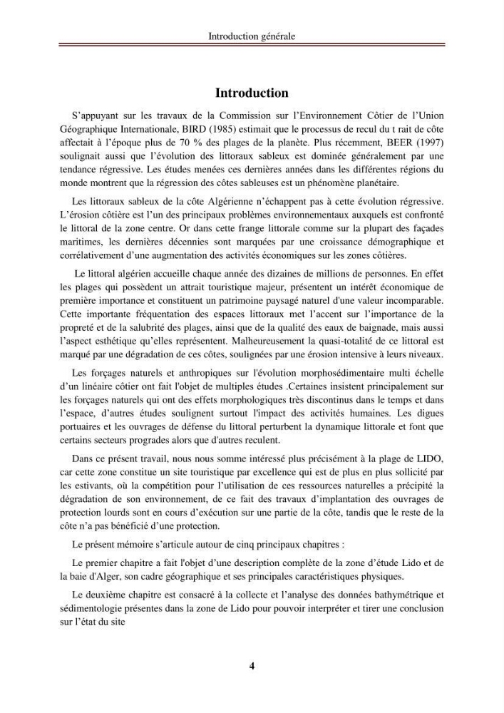 Etude de protection de la zone de LIDO Mohammedia (Alger)