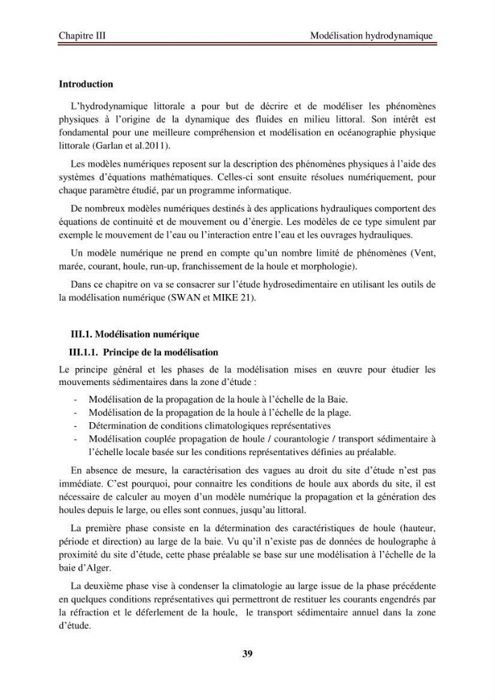 Etude de protection de la zone de LIDO Mohammedia (Alger)