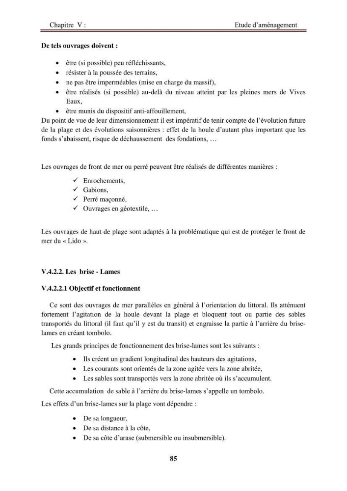 Etude de protection de la zone de LIDO Mohammedia (Alger)