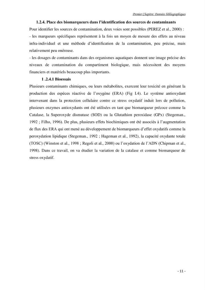 Mise au point d\'une technique de dosage de l\'activité des enzymes du stress oxydatif chez la moule Perna Perna (Linnaeus 1758 .