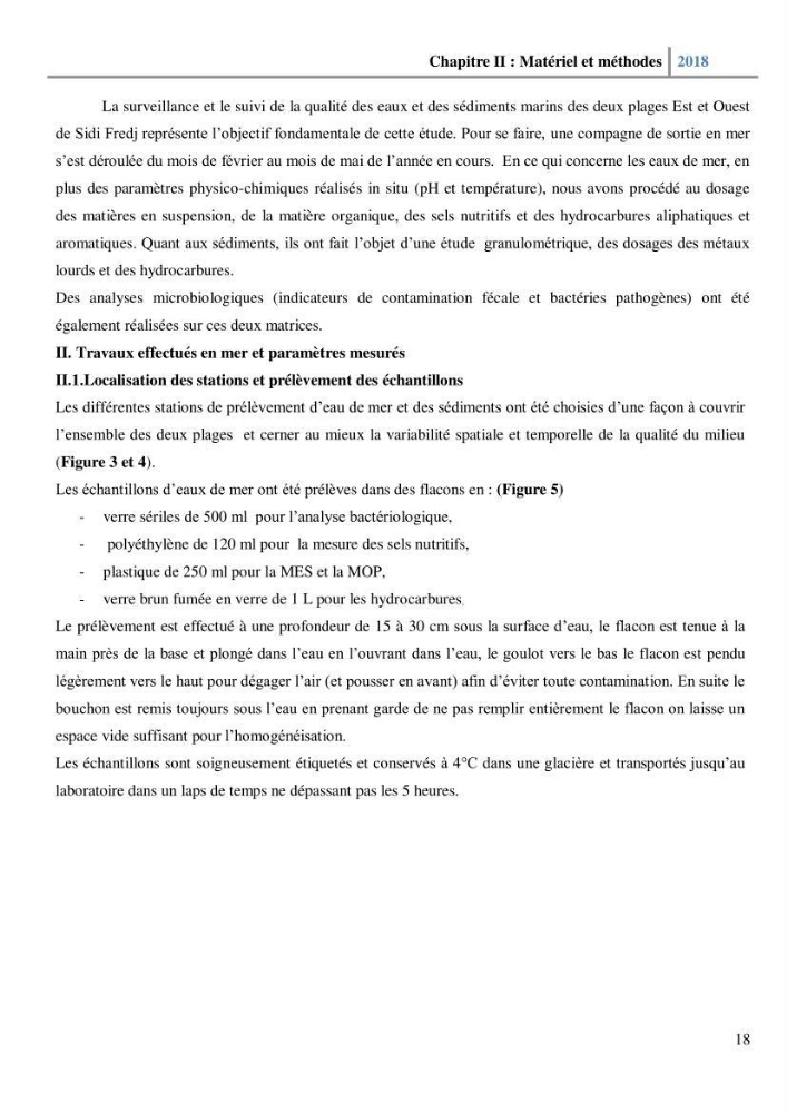 Etude des paramètres physico-chimiques et microbiologiques de l’eau et des sédiments des deux plages Est et Ouest de sidi Fredj.