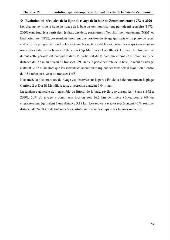 Evaluation des impacts des changements climatiques et des activités anthropiques sur le littoral de la baie de Zemmouri: Vulnérabilité et adaptation