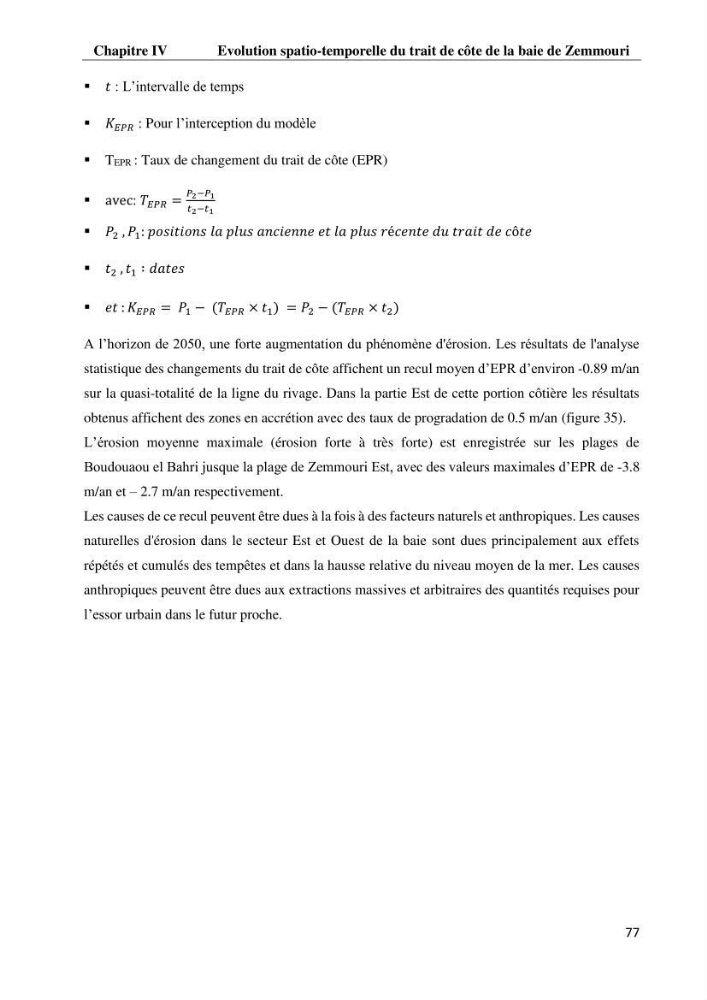 Evaluation des impacts des changements climatiques et des activités anthropiques sur le littoral de la baie de Zemmouri: Vulnérabilité et adaptation