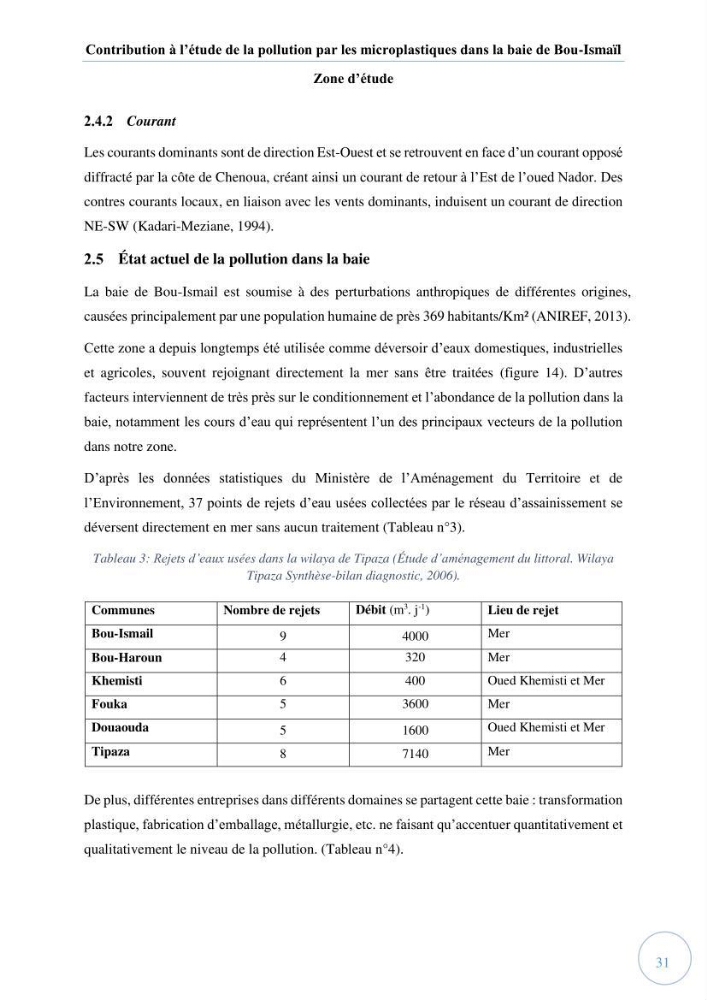Contribution à l\'étude de la pollution par les micro-plastiques dans la baie de Bou-Ismail: