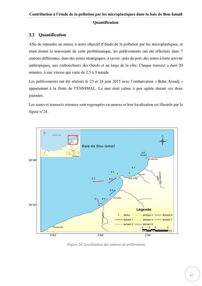 Contribution à l\'étude de la pollution par les micro-plastiques dans la baie de Bou-Ismail: