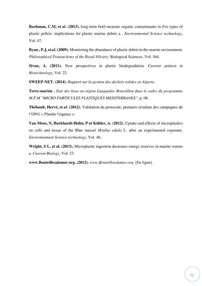 Contribution à l\'étude de la pollution par les micro-plastiques dans la baie de Bou-Ismail:
