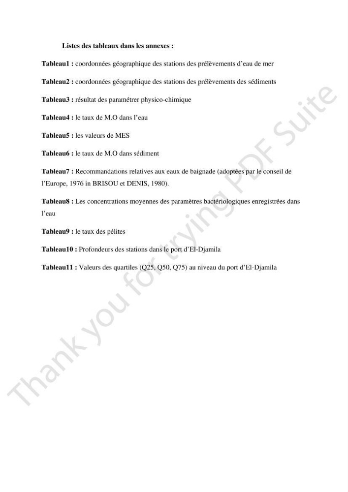 Contribution à l\'étude d\'analyse granulométrique et bactériologique au niveau de port d\'El-Djamila: