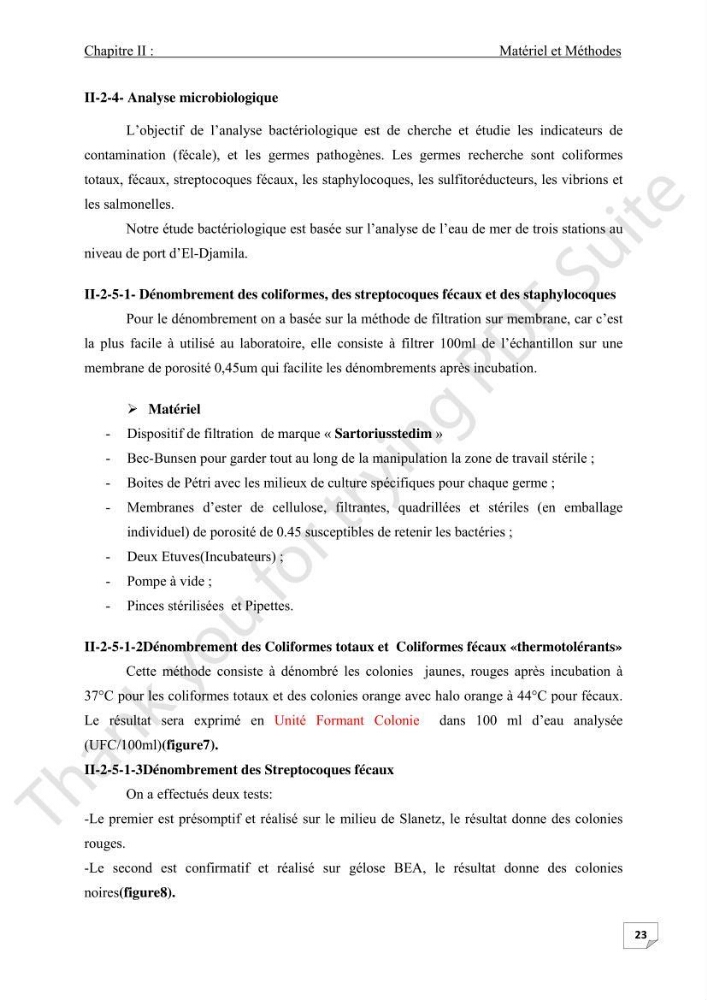 Contribution à l\'étude d\'analyse granulométrique et bactériologique au niveau de port d\'El-Djamila: