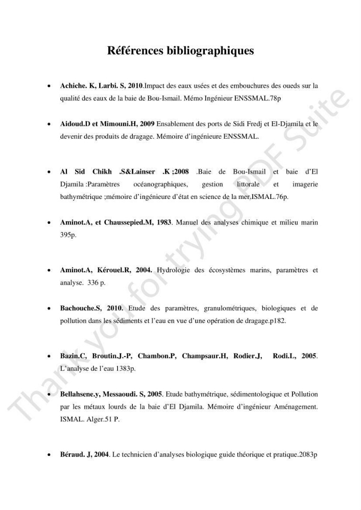 Contribution à l\'étude d\'analyse granulométrique et bactériologique au niveau de port d\'El-Djamila: